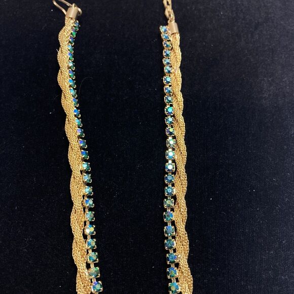 RARE JULIANA D&E EMERALD RUBY AB RHINESTONE necklace earrings Mesh Gold Book - Picture 14 of 16